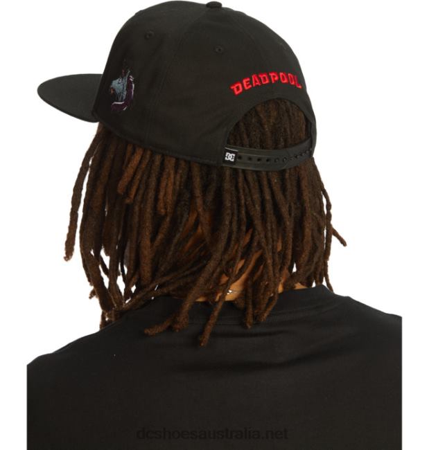 Men's Marvel Deadpool x DC Snapback HatDC Shoes Black T40LZ422