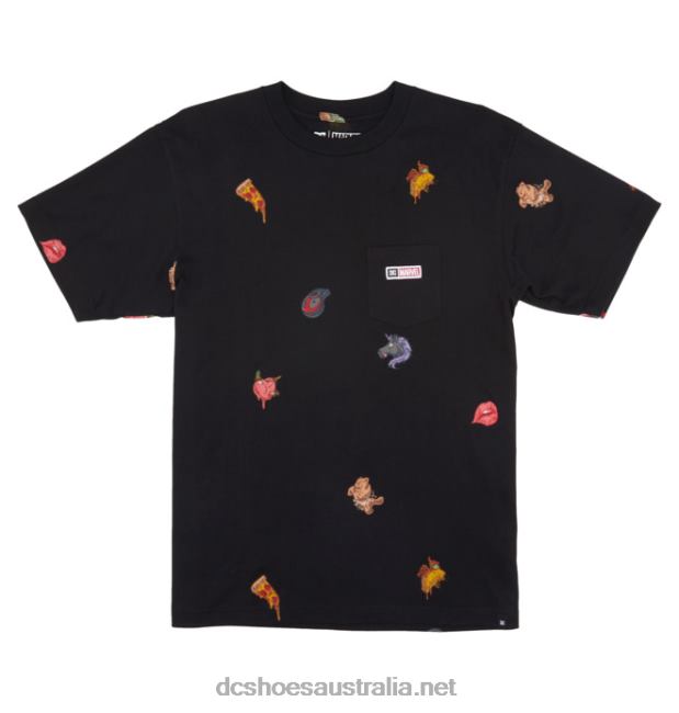 Men's Marvel Deadpool x DC All Over Pocket T-ShirtDC Shoes Black T40LZ404