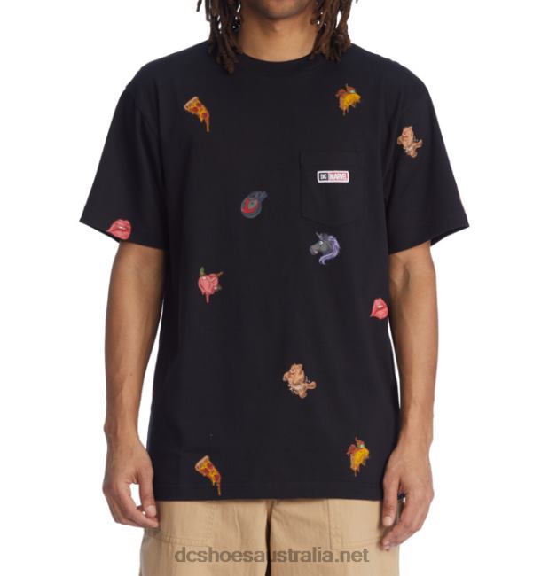 Men's Marvel Deadpool x DC All Over Pocket T-ShirtDC Shoes Black T40LZ404