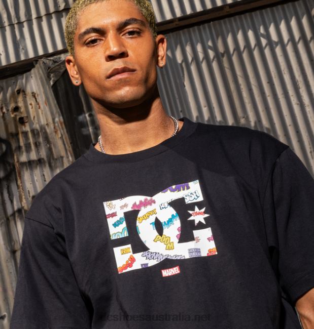 Men's Marvel Deadpool x DC Wham Star T-ShirtDC Shoes Black T40LZ412