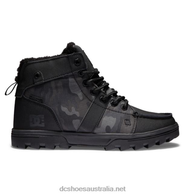 Men's Woodland Boots Winter BootsDC Shoes Black/Black Print T40LZ237
