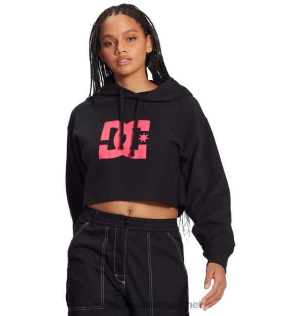 Women's DC Cropped Hoodie 2DC Shoes Black/Fuchsia T40LZ504