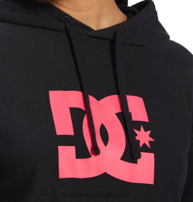 Women's DC Cropped Hoodie 2DC Shoes Black/Fuchsia T40LZ504