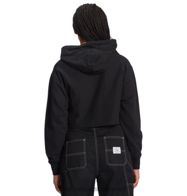 Women's DC Cropped Hoodie 2DC Shoes Black/Fuchsia T40LZ504