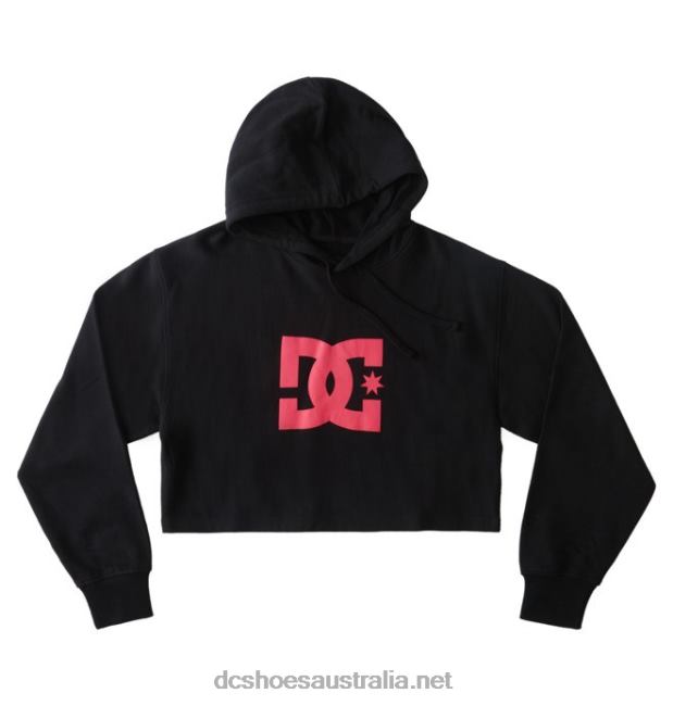 Women's DC Cropped Hoodie 2DC Shoes Black/Fuchsia T40LZ504