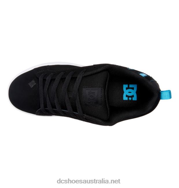 Women's Court Graffik ShoesDC Shoes Black/Hawaiian Ocean T40LZ447