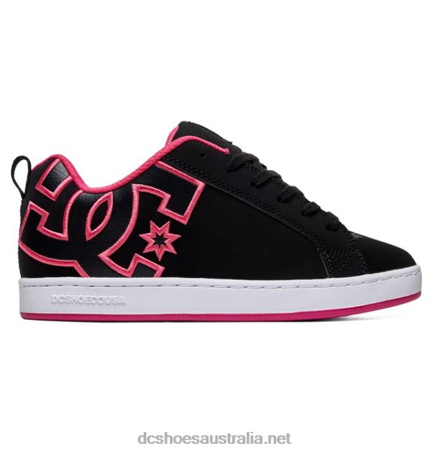 Women's Court Graffik ShoesDC Shoes Black/Pink Stencil T40LZ437