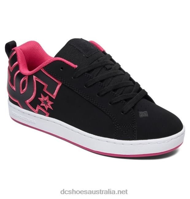Women's Court Graffik ShoesDC Shoes Black/Pink Stencil T40LZ437
